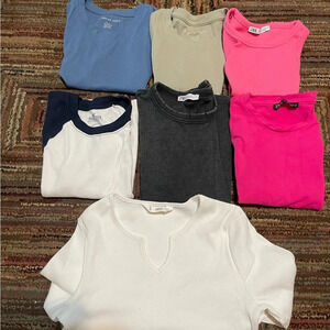 Set Of 7 Womens Top Crop Size XS/S/M Short/long Sleeves Zara Mango Hollister